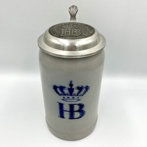 Vintage German HB Hofbrauhaus Munchen Stoneware Stein with Lid JVC Euro 88